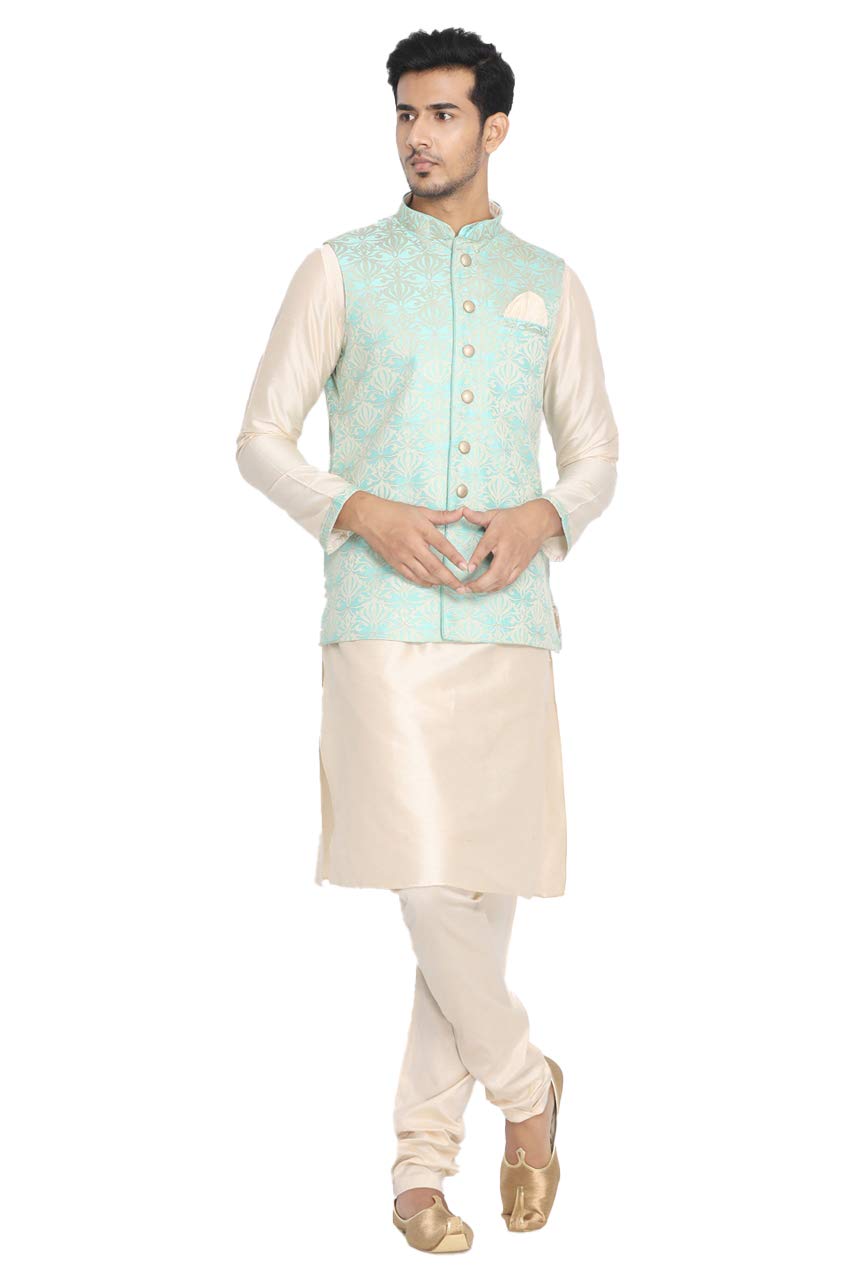 Manyavar MenS Silk Blend Other Kurta (Jast100_Blue_S)