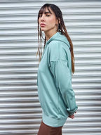Bewakoof Heavy Duty 1.0 Womens Solid Oversized Fit Full Sleeve Fleece Hoodies Grey