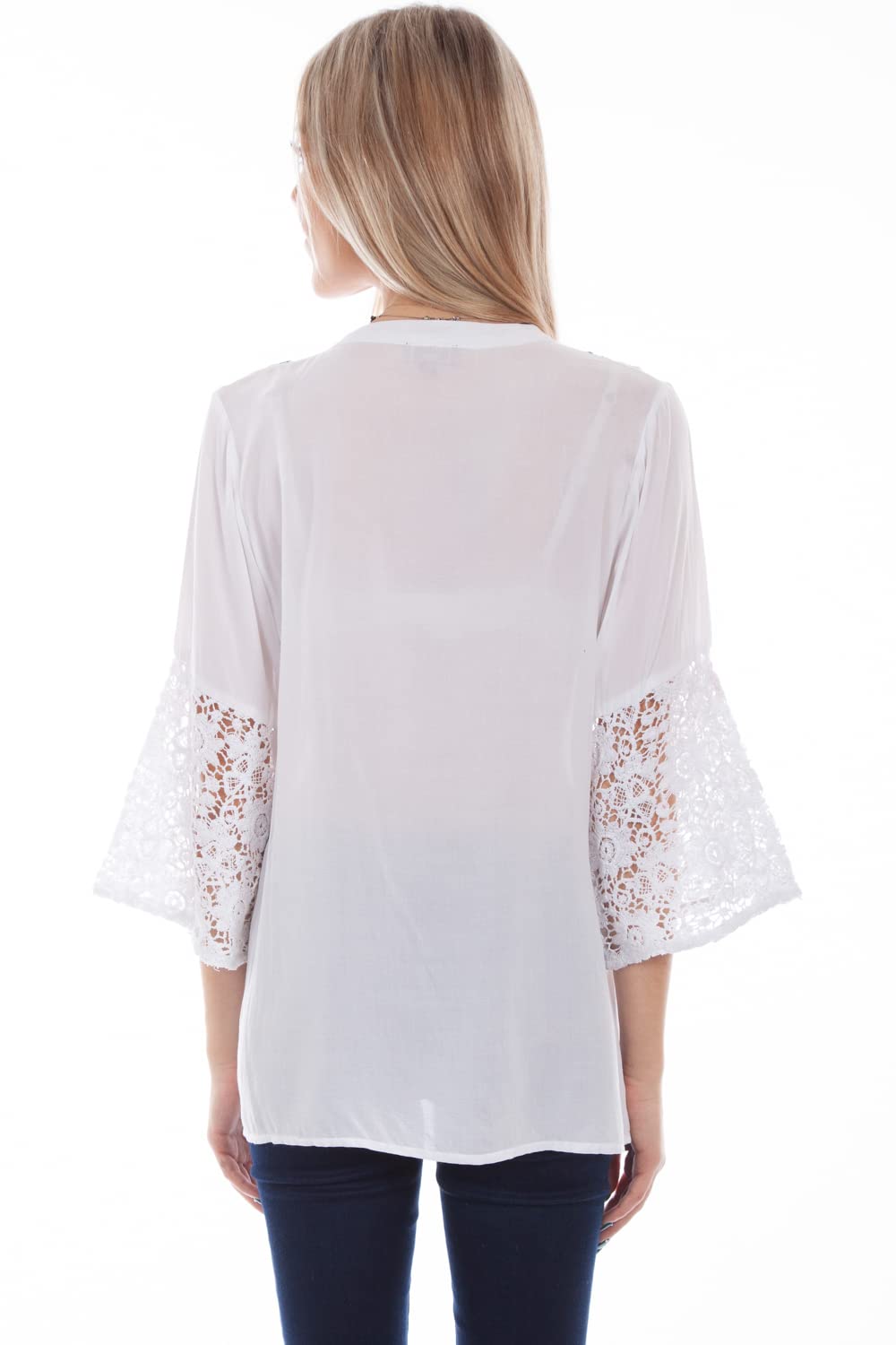 EMB BLOUSE WITH CROCHET SLEEVES