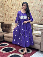 ANNI DESIGNER Womens Rayon Blend Anarkali Printed Kurta with Pant (ANVESHI BEGANI_M_Begani_Medium)
