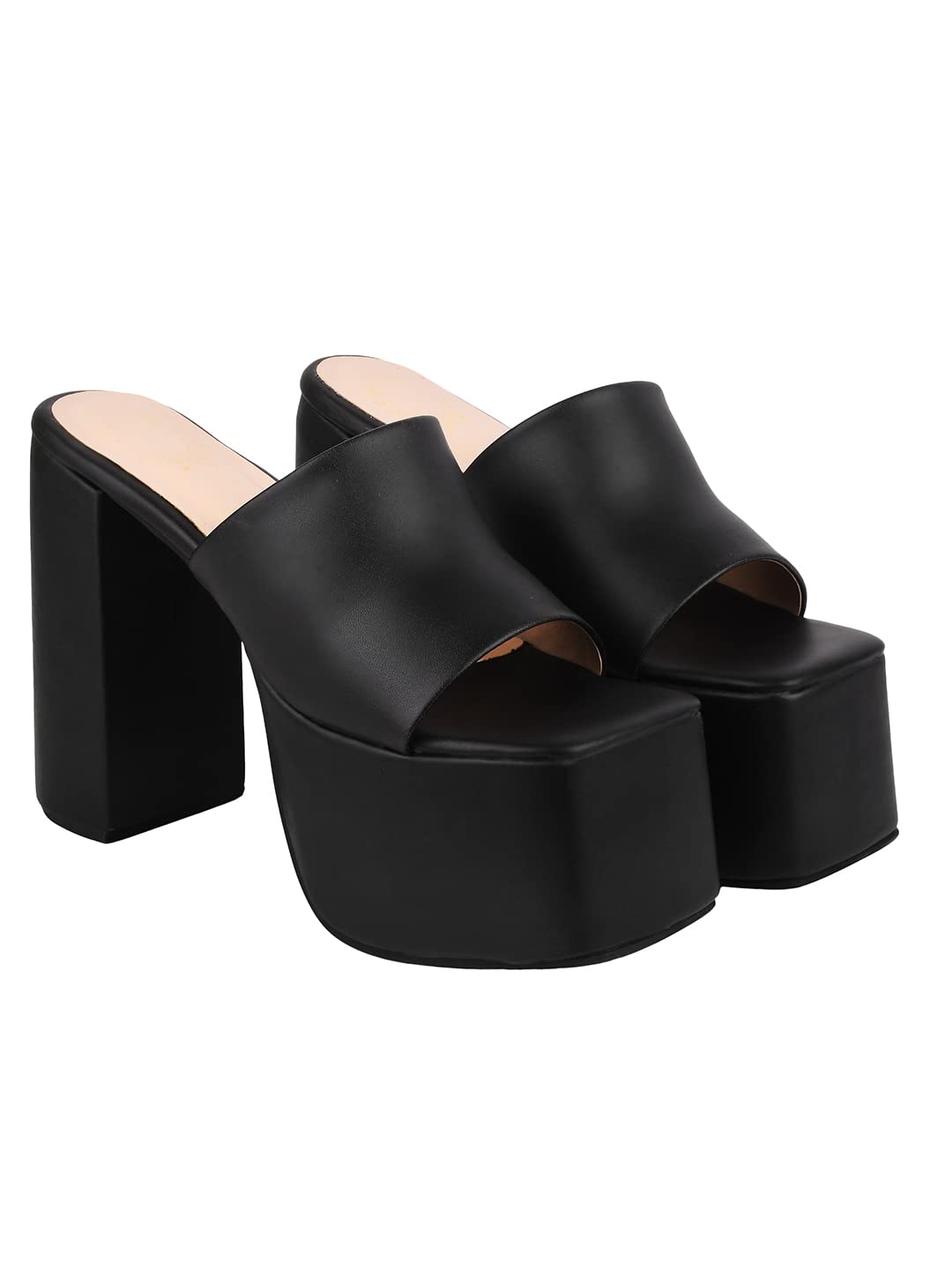 Shoetopia Stylish Solid Black Block Heels For Women