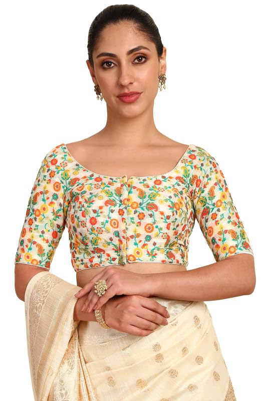 Soch Women Floral Woven Design Silk Blend Padded Blouse