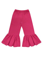 A.T.U.N. (ALL THINGS UBER NICE) Girls High Rise Regular Elasticated Waistband Casual Ruffle Pants Fuchsia