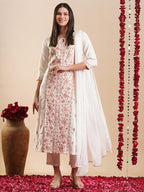 ANNI DESIGNER Womens Rayon Blend Staright Embroidered Kurta with Pant & Dupatta (Kochi White_XL_White_X-Large)