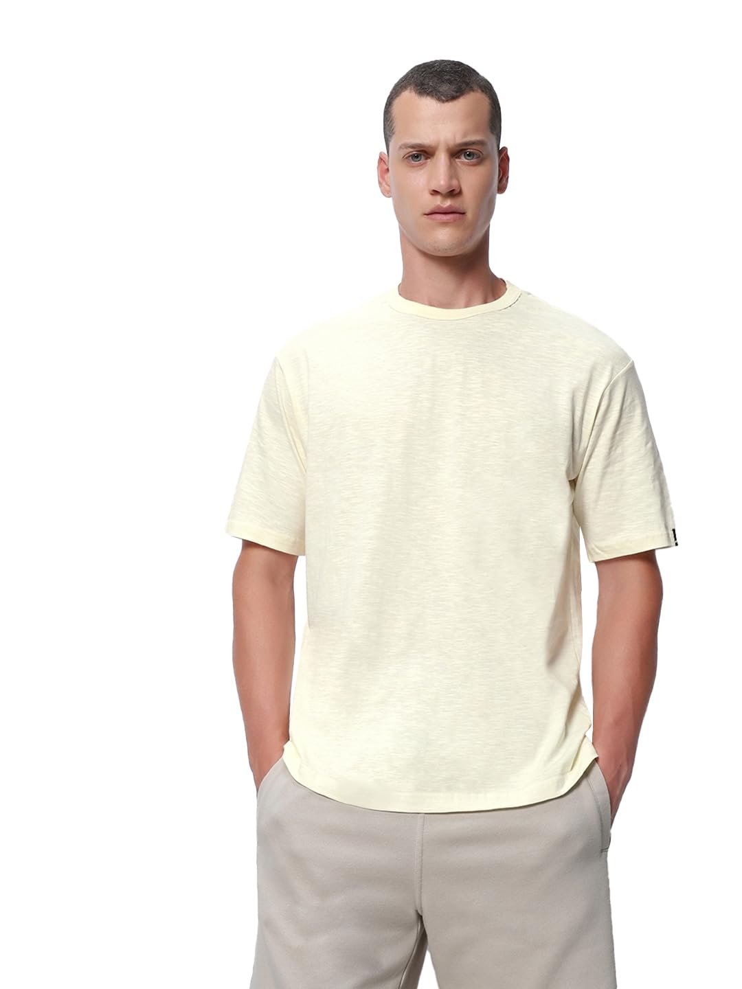 Bewakoof Air 1.0 Mens Solid Oversized Fit Half Sleeve Round Neck Cotton T-Shirt_ 580013 Pink XL