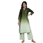 Varanga Women Teal Printed Round Neck Straight Kurta Paired With Kurta Bottom Set And Dupatta Set  Women Kurta Set With Dupatta 