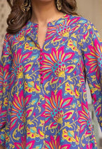 LookMark Kurta Set: Ethnic Finesse Redefined: Add a Touch of Grace to Your Wardrobe with Our Cotton Blend Printed Kurti Pant Set