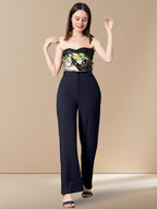 Kotty WomenS High Rise Cotton Blend Relaxed Fit Trousers Navy Blue