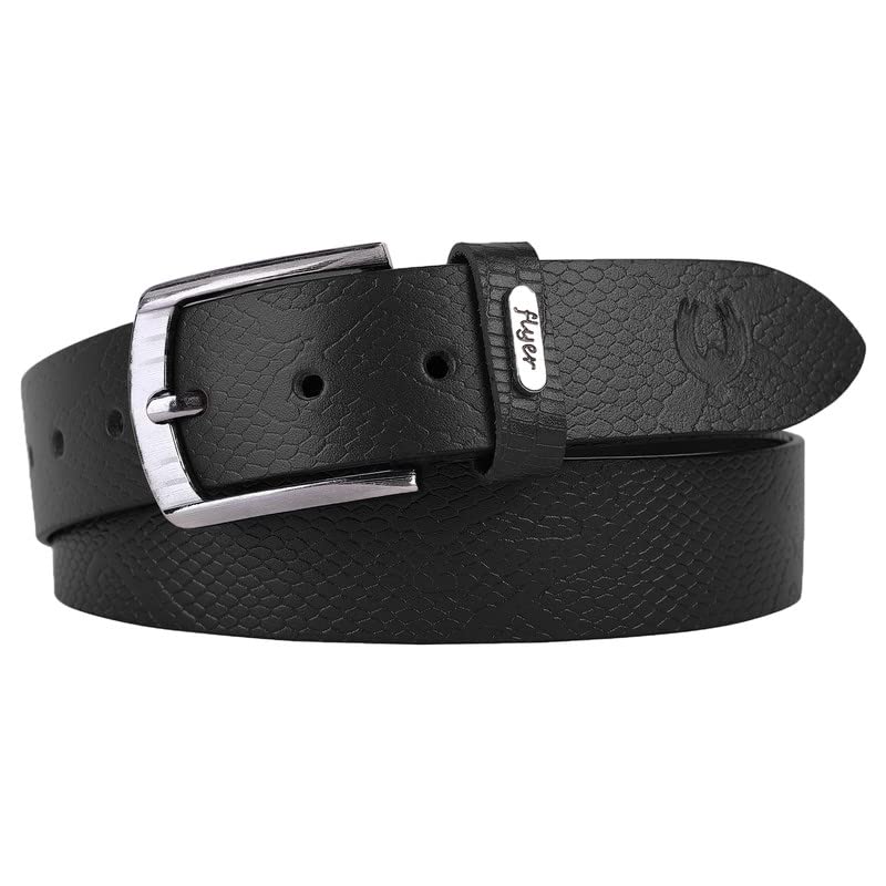 Flyer MenS Leather Belt (Formal/Casual) (Colour Black) (Size 28) Buckle Adjustable Size Genuine Original Leather (Bl3965) 28