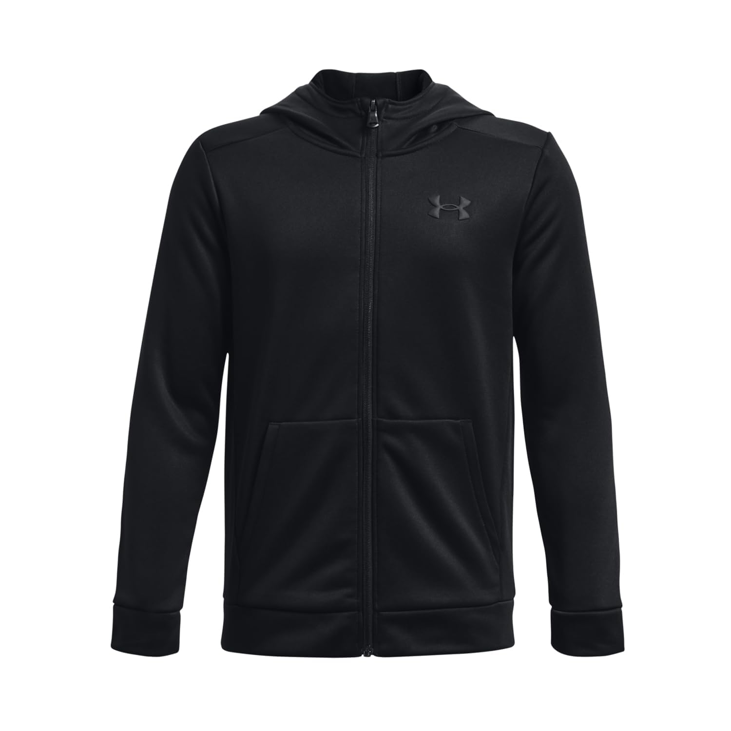 Under Armour Boys ArmourFleece Full Zip Hoodie, (001) Black / / Black, Youth Medium