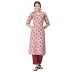 Pinkmint Women'S Printed Crepe Straight Kurta And Pant Set Maroon