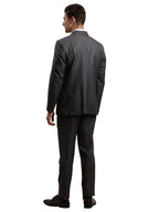 Turtle Men Poly-Viscose Solid Full Sleeve Two Piece Grey Formal Suit
