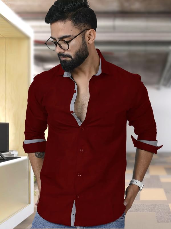 Pinkmint Combo Shirt For Men Cotton Spraed Collar Long Sleeve Formal Shirt