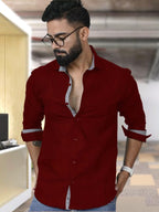 Pinkmint Combo Shirt For Men Cotton Spraed Collar Long Sleeve Formal Shirt