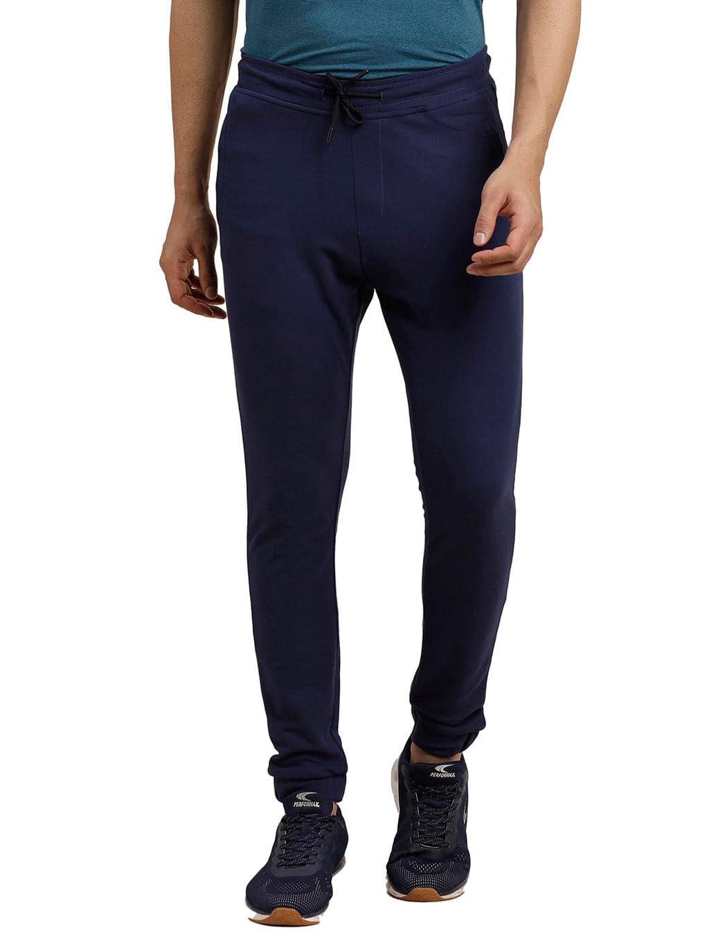 Turtle Men Knitted Solid Slim Fit Blue Joggers