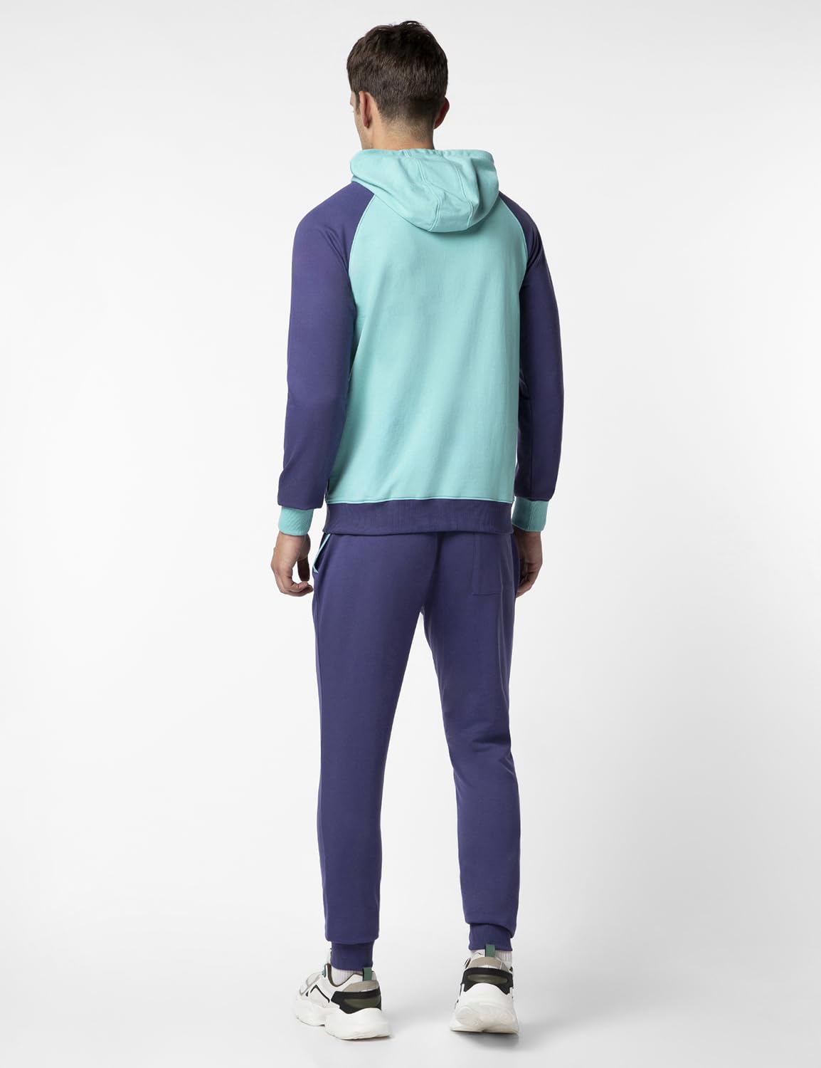 FYLTR Mens Colourblock Hoodie & Jogger Casual Co-ord Set - Raglan Sleeve Detail | Utility Side Pockets | Full Sleeve