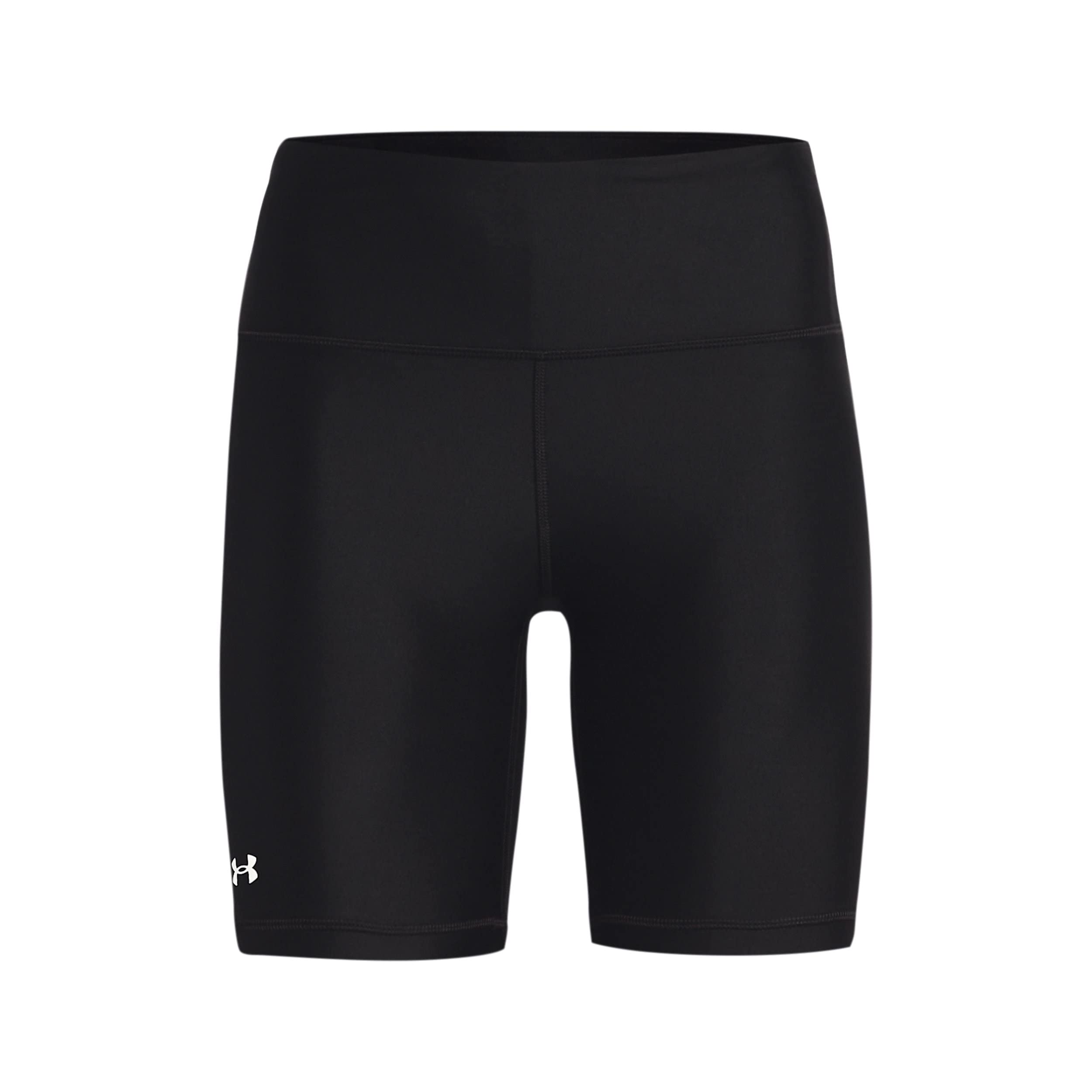 Under Armour Womens HeatGear Armour Bike Shorts , Black (001)/Metallic Silver , Medium