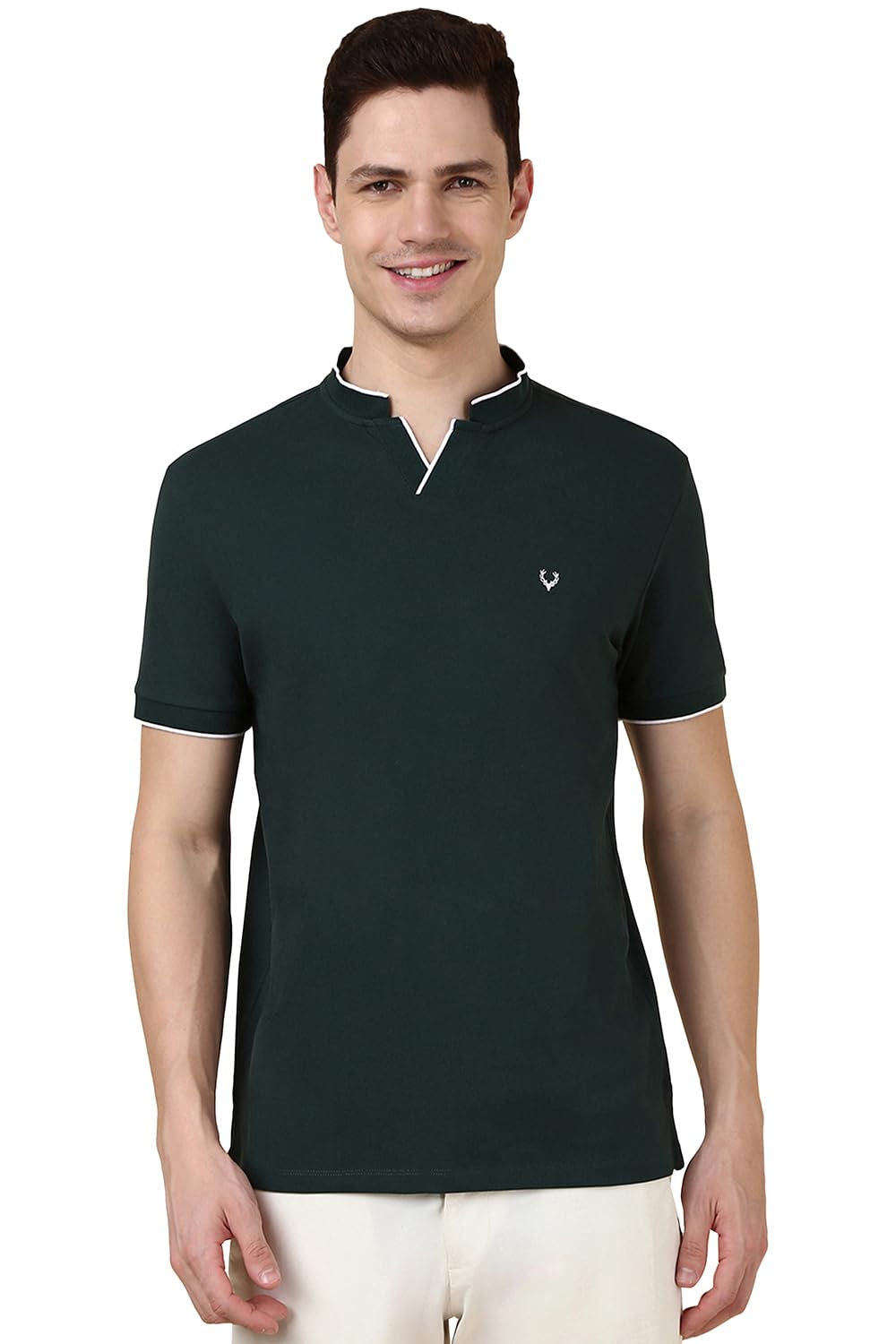 Allen Solly Men Regular Fit Solid Casual Half Sleeve Short Sleeve T-Shirt