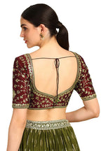 Soch Womens Maroon Zari Embroidered Silk Blend Padded Blouse With Sequins