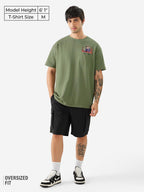 The Souled Store Ted The Stoner: All Fine Men and Boys Short Sleeves Round Neck Green Graphic Printed Cotton Oversized T-Shirts