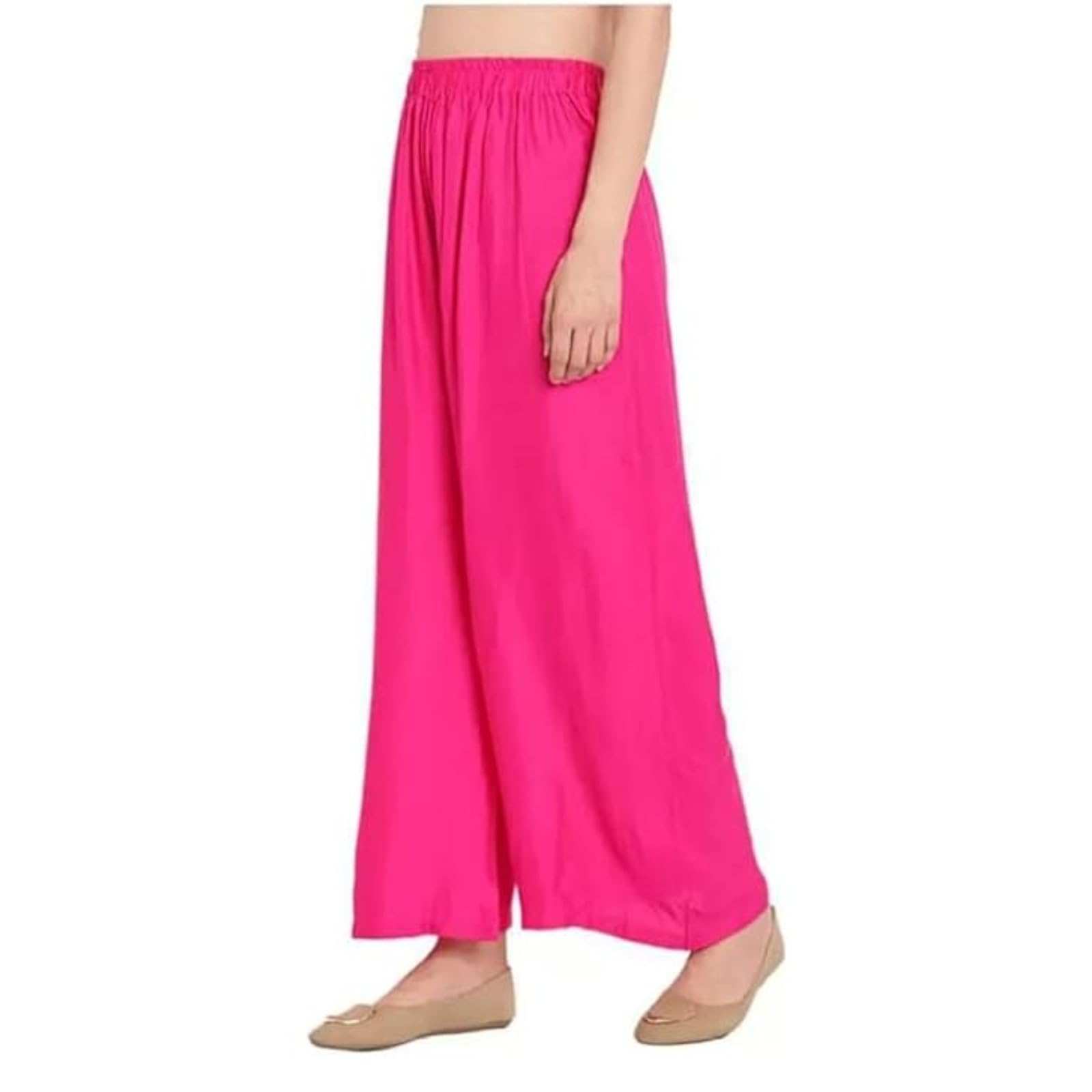 Fashion Gallery WomenS Rayon Relaxed Fit Palazzo Pants With Full Length Pull On Closure And Elasticated Flexible Waist|Palazzo 