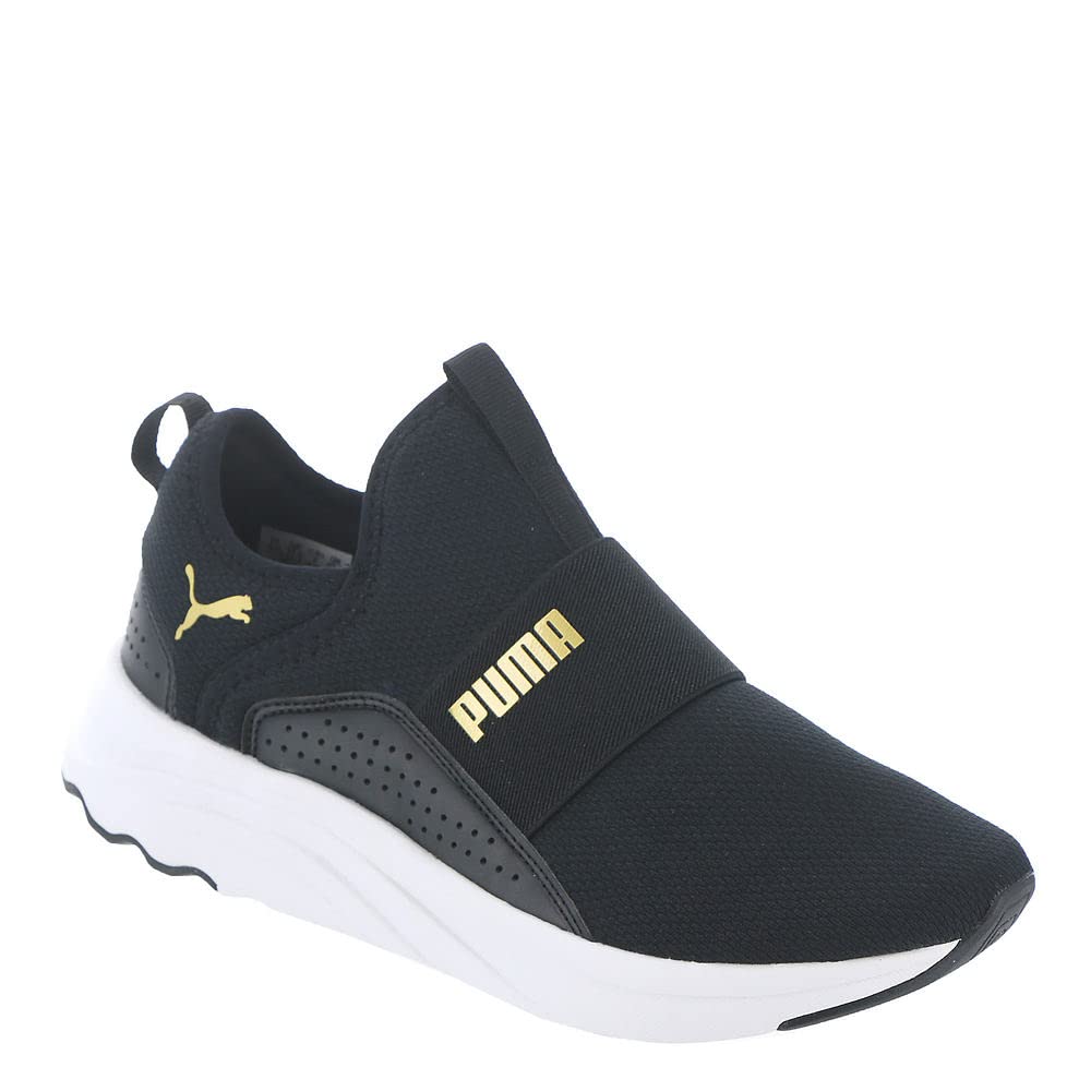 PUMA Women's Softride Sophia Slip On Sneaker Blk/Gld 6 Medium US