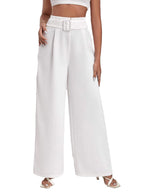 KOTTY Womens High Rise Viscose Rayon Relaxed Fit Korean Trousers Off White