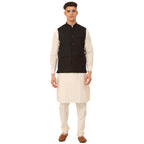 Jompers Mens Solid Kurta Pyjama Set With Nehru Jacket