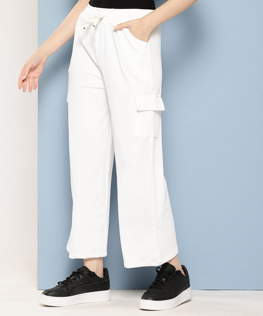 Aarika Girls Casual Wear White Colour Solid Nylon Pant (9-13 Years)