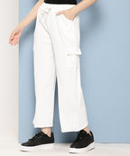 Aarika Girls Casual Wear White Colour Solid Nylon Pant (9-13 Years)