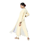 Ziyaa Women'S Cream Georgette Asymmetric Kurta And Pant Set(Zikugr3757Andpa)