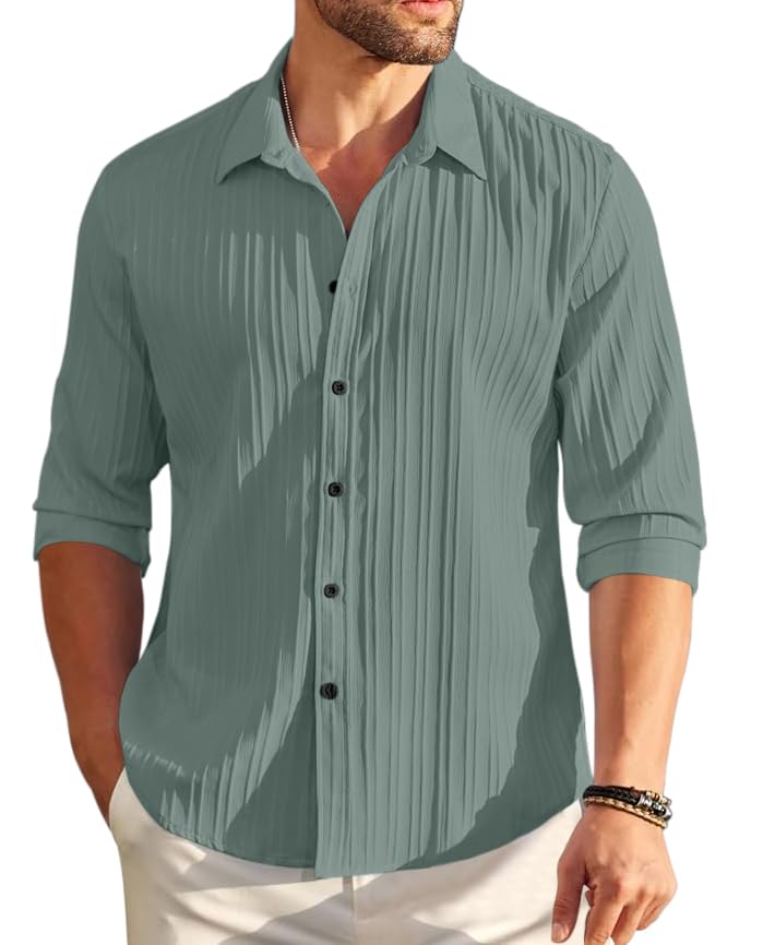 ROYALSCOUT Mens Cotton Blend Full Sleeve Short Kurta Featuring Mandarin Collar Perfect for Ethnic Styling, Work Gatherings, or 