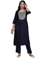 Libas Womens Yoke Design Wool Straight Kurta With Trousers