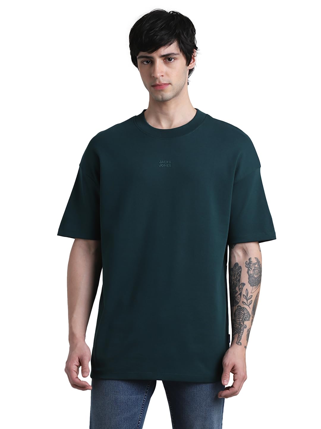 Jack & Jones Men Cotton Green Over Sized Classic Fit TShirt, 2Xl 2