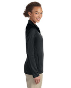 Ladies Stretch Tech-Shell compass Quarter-Zip - DK gREY HEATHER - S(D0102H7Y52T)