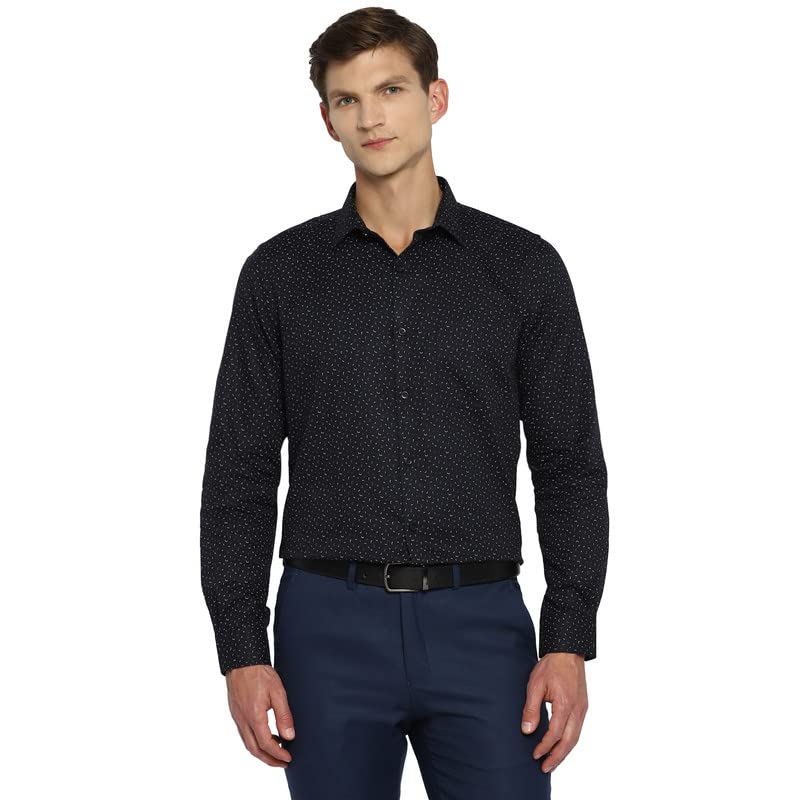 Turtle Men 100% Cotton Black Printed Regular Fit Full Sleeve Formal Shirt