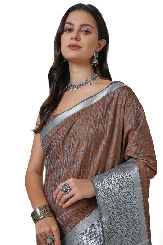 Soch Women Art Silk Chevron Woven Design Saree