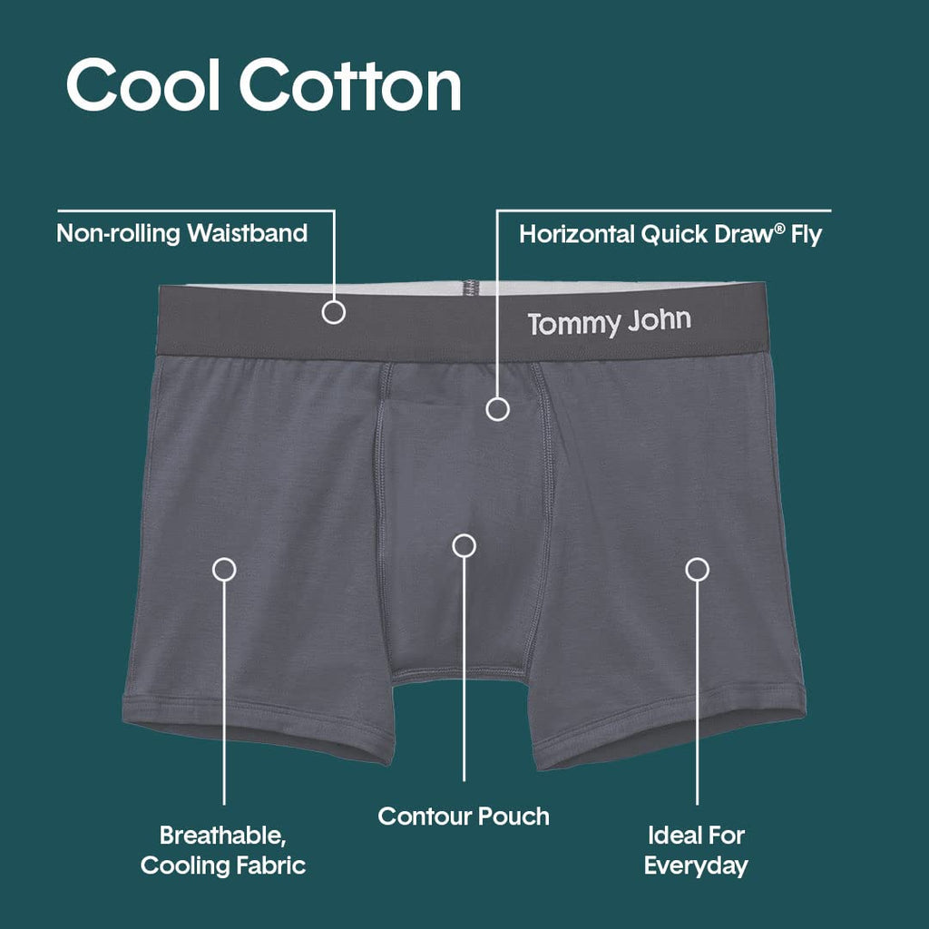 Tommy John Men's Cool Cotton Trunks - 3 Pack - Comfortable Breathable Soft Underwear for Men (Navy, XX-Large)