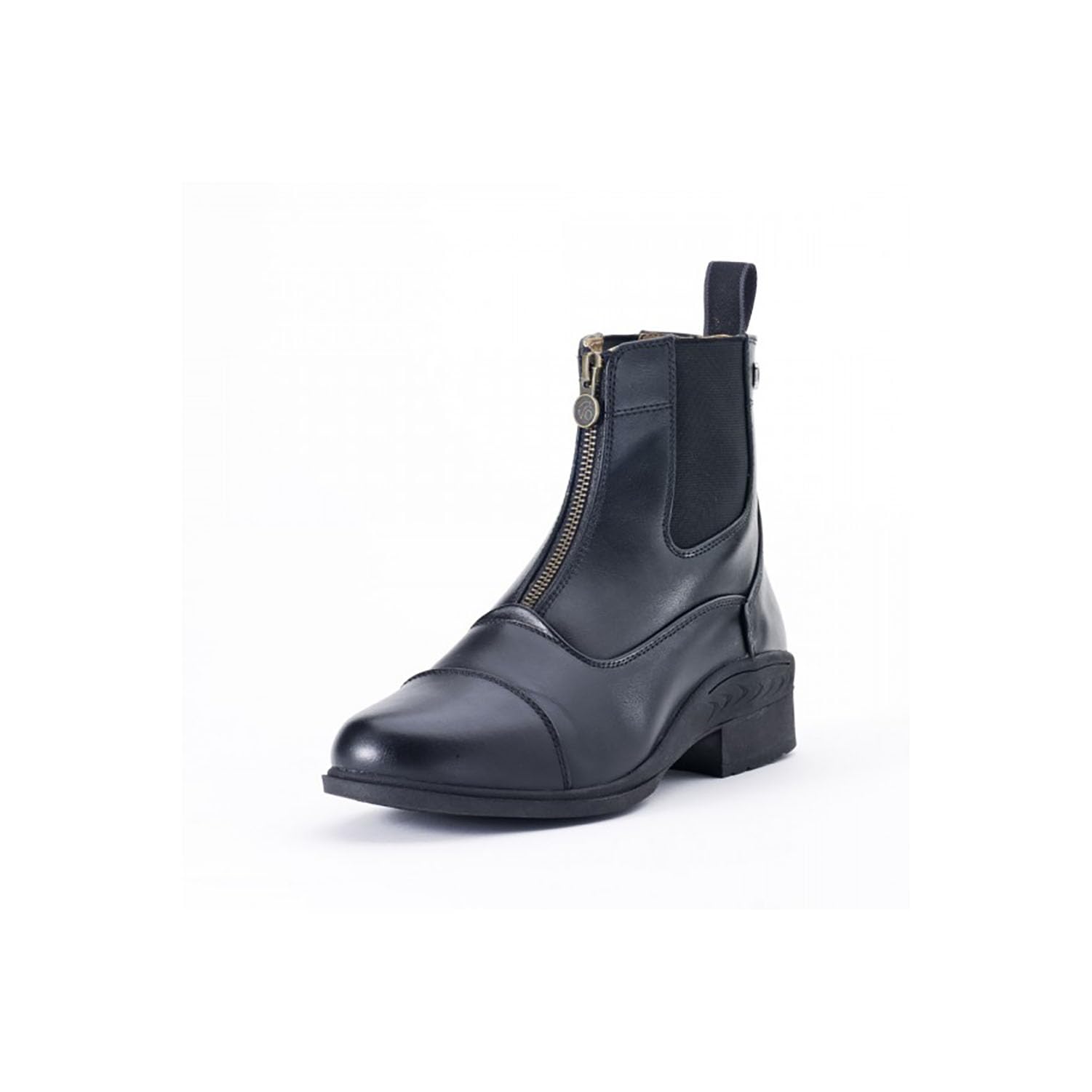 Ovation Women's Lightweight Stylish Equestrian Horse Riding Ankle Length Synthetic Vega Leather Quantum Zip Paddock Boots, Black