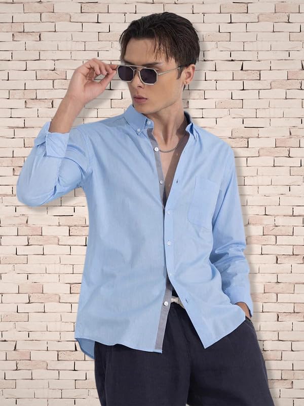 Tee Projekt Cotton Spread Collar Long Sleeve Shirt for Men Formal Shirt Casual Men Shirt