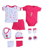 BUMZEE Baby Girls Cotton Half Sleeves Gift Set Pink & White - 0-3 Months (Peb10579-pnk)