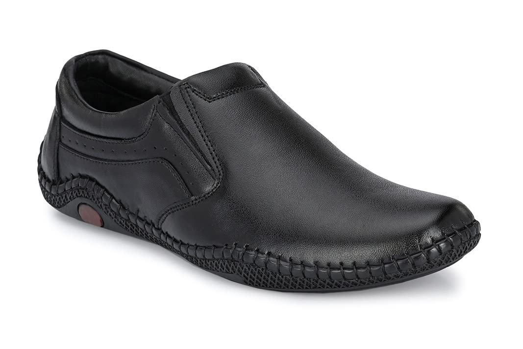 MACTREE Mens Black Genuine Leather Formal Slip On Shoes7 UK 7