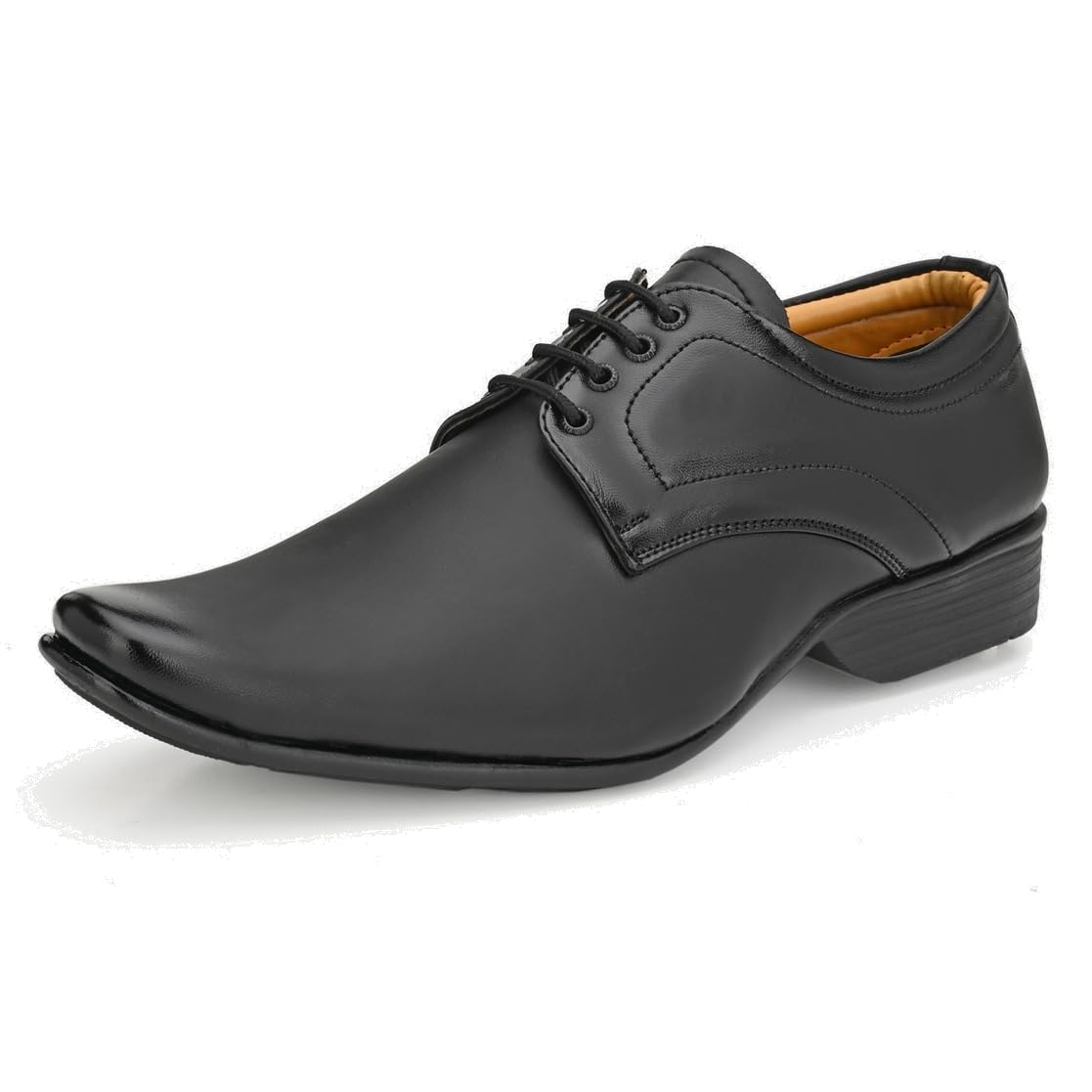 Leatherkraft Stacked Heel LaceUp Formal Shoes Black 8