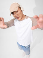 The Souled Store Beige Melange Men and Boys Round Neck Full Sleeve T-Shirts
