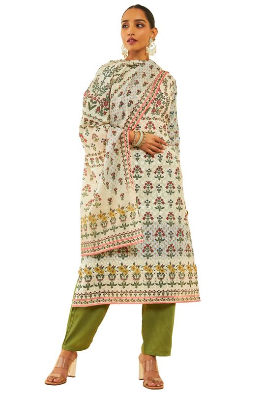 Soch Women Cotton Blend Floral Print with Embroidered Suit Set