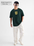 The Souled Store Transformers: Bumblebee Mens & Boys Oversized Fit Graphic Printed Half Sleeve Cotton Green Oversized T-Shirts M