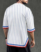 Noble Monk MenS Striped Regular Fit T-Shirt (T601_Nm_White Black