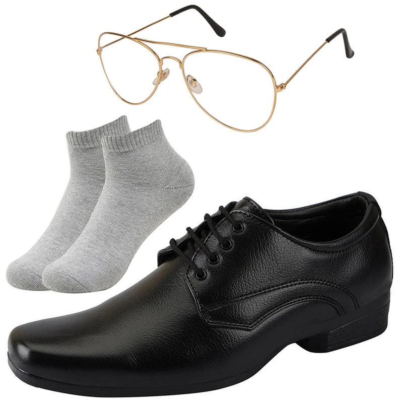 Vitoria l Men Black Lace Formal Shoes with Light Gray Socks & White Gold Avter/8 8