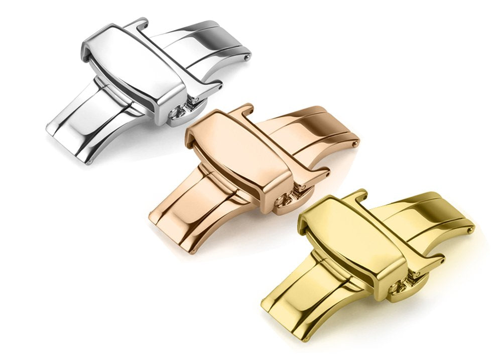 iStrap Stainless Steel Deployment Clasp Buckle Fasten Gold Black Silver Rose Gold Watchband Clasp 16mm 18mm 20mm 22mm