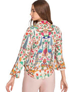 Eyebogler Womens Floral Print Long Sleeves Trendy Fashion Top